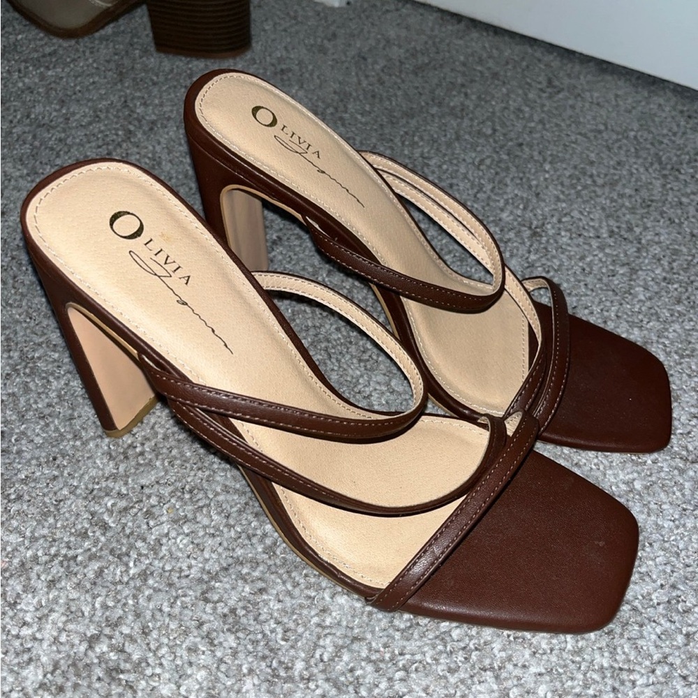Liva Brown Strappy Heels